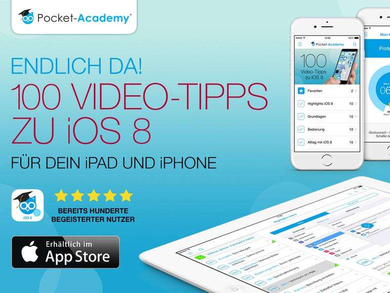 Pocket Academy als Chart-Stürmer: iOS-App 100 Video-Tipps belegt 1. Platz im Apple App Store